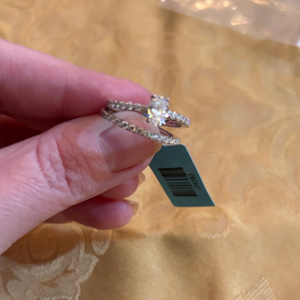 .925 Silver Moissanite 1.59ct Bridal Set. Size 9
